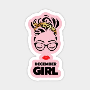 Womens December Girl Lady Face Birthday Gift Magnet