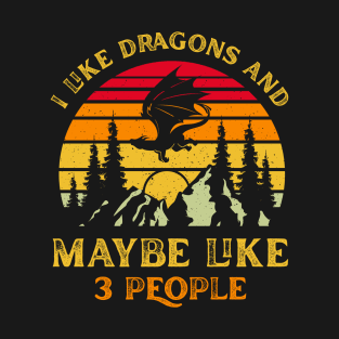 I Like Dragons And Maybe Like 3 People Funny Dragon T-Shirt