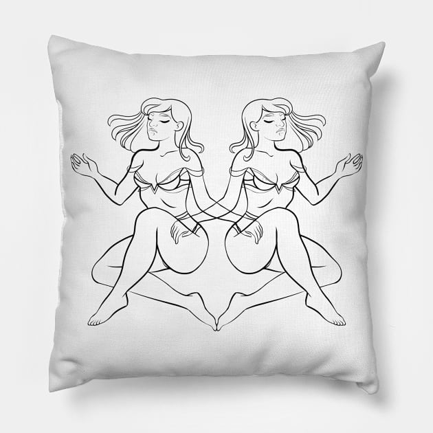 Silhouette V (Black) Pillow by NatKlekot