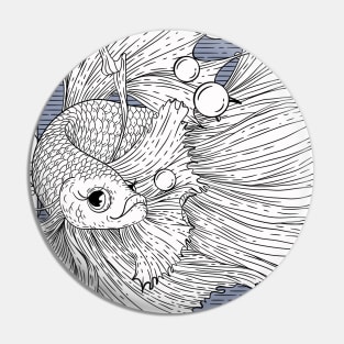 Betta fish illustration in line art wavy style. Pin