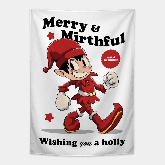 Cheerful Elf Christmas Tapestry by milatees