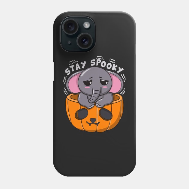 Baby Elephant Stay Spooky Phone Case by Luna Illustration