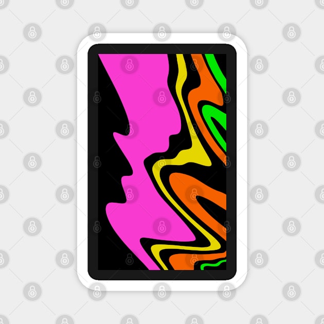 Abstract pattern in black, pink, orange, yellow and green. Flowing colors. Magnet by marina63