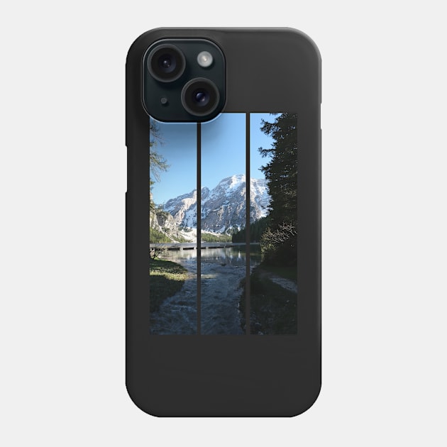 The fabulous alpine lake of Braies in the Dolomites (Bolzano). Lovely place in the Italian Alps. Boats on the water. Reflections in the water. Sunny spring day. Trentino Alto Adige (vertical) Phone Case by fabbroni-art