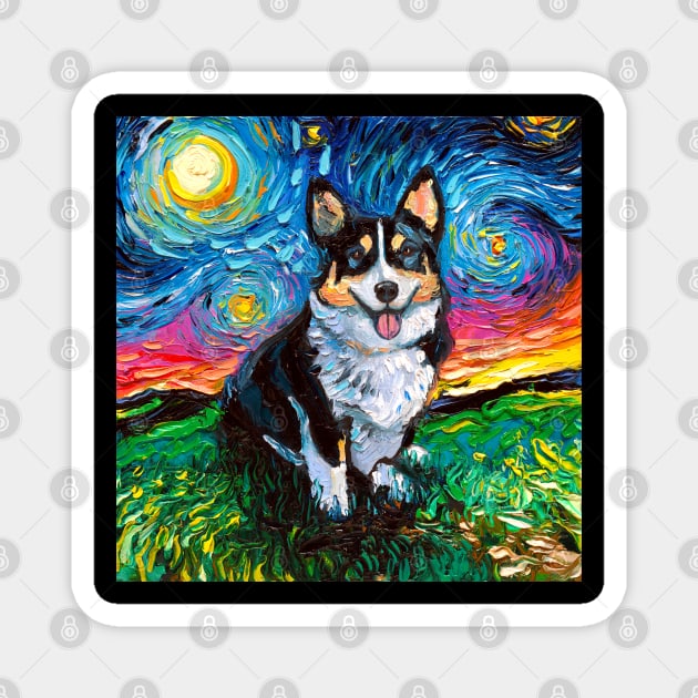 Tri Color Corgi Night Magnet by sagittariusgallery