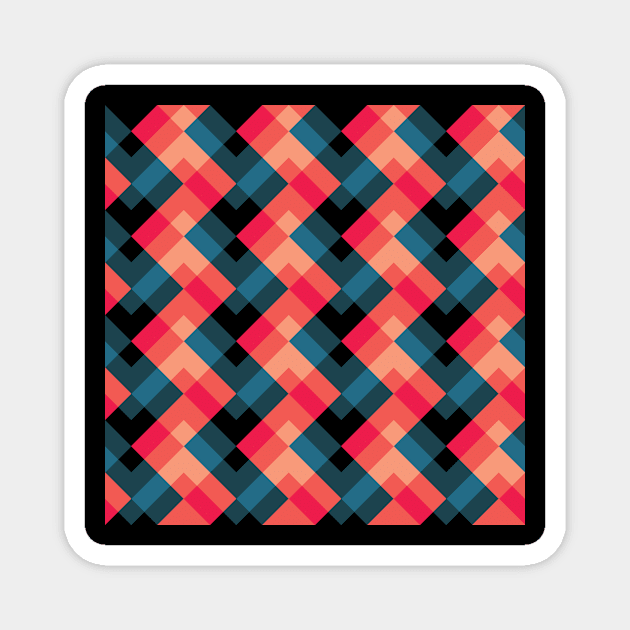 'Zagga - in Red, Orange, Salmon Pink, Gunmetal & Teal Blues on a Black base' Magnet by sleepingdogprod