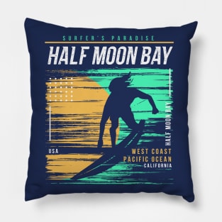 Retro Surfing Half Moon Bay,  California // Vintage Surfer Beach // Surfer's Paradise Pillow