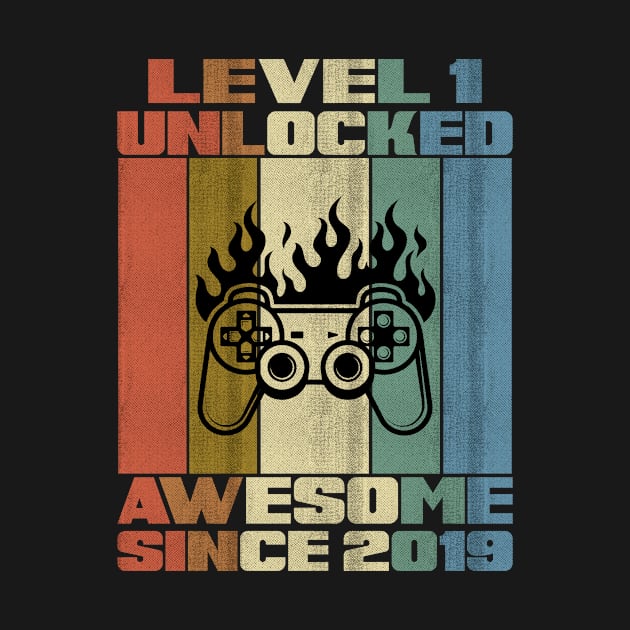 Level 1 Unlocked Birthday 1 Year1 Old Awesome Since 2019 by 5StarDesigns