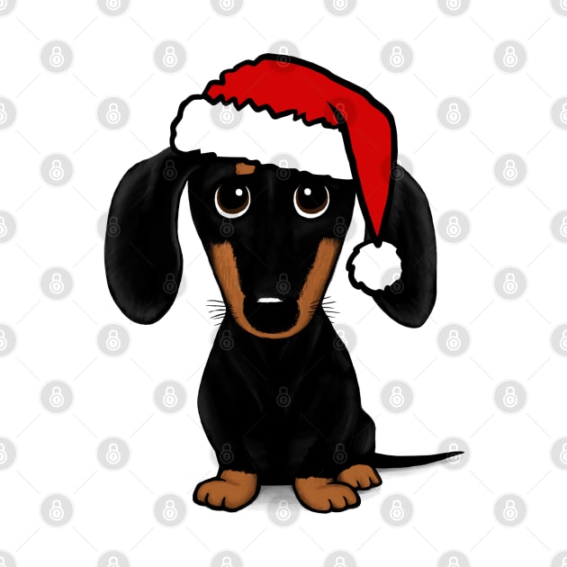 Santa Dachshund Black and Tan Wiener Dog Christmas by Coffee Squirrel