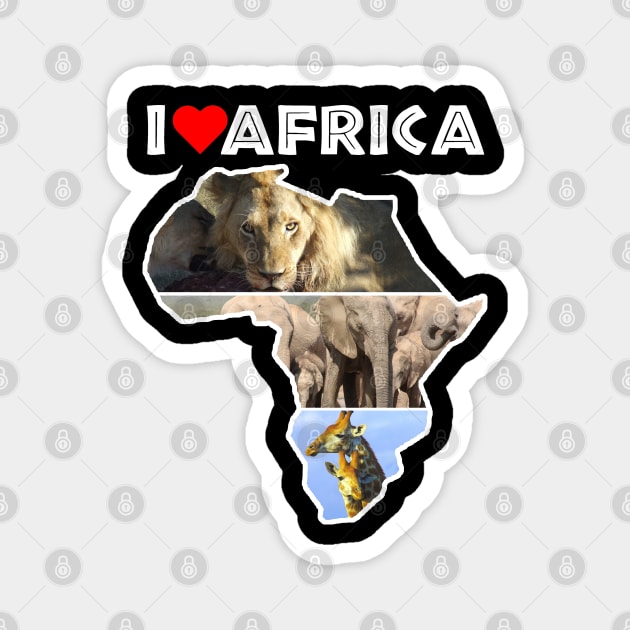 I Love Africa Wildlife Collage Map Magnet by PathblazerStudios