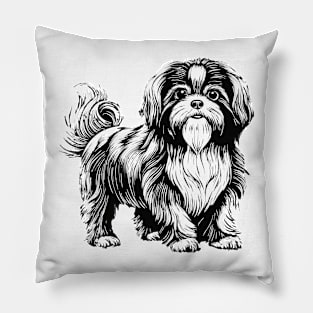 Shih Tzu Dog Breed Pencil Drawing Pillow