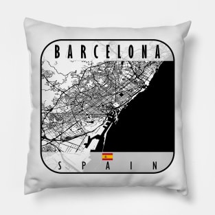 Barcelona Map Spain Pillow