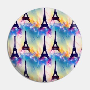 Eiffel Tower Paris Vintage Abstract Pattern Water Color Pin