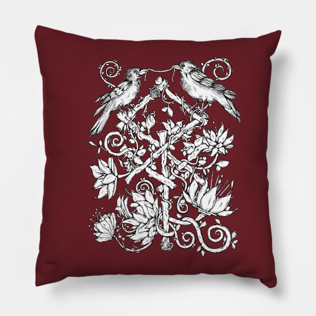 Ravens & Runes Pillow by NicoleWhelan