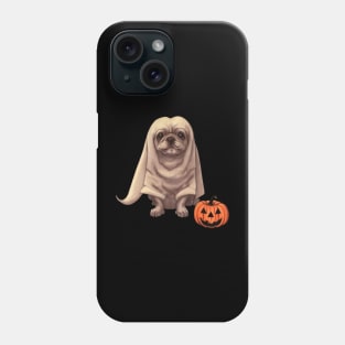 Spooky Halloween Ghost Puppy Fluffy French Bulldog Puppy with Pumpkin Phone Case