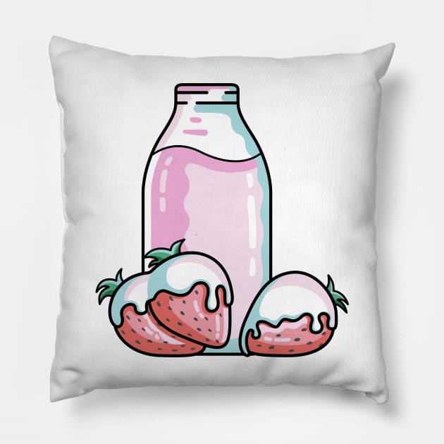 Cute Strawberry Milkshake Pillow by freeves