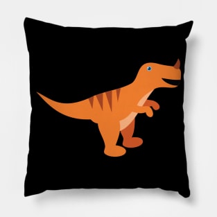 Cool Orange Allosaurus Dinosaur. Cute Dino Cartoon. Pillow