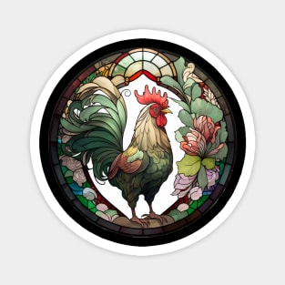 Stained Glass Rooster Magnet