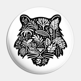 Leaves and plants in tiger head tattoo Pin