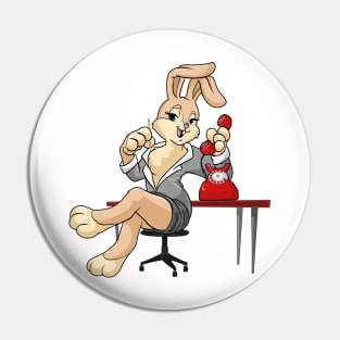 Bunny as secretary with phone and pencil Pin