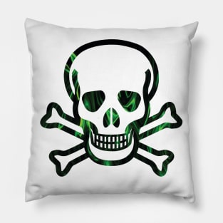 evil green skull flames Pillow