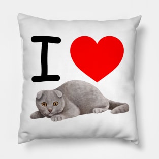 I Heart Grey Fuzzy Cat Pillow