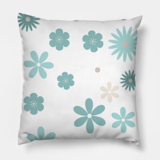 Green , Blue and White Color Flowers pattern Designs Pillow