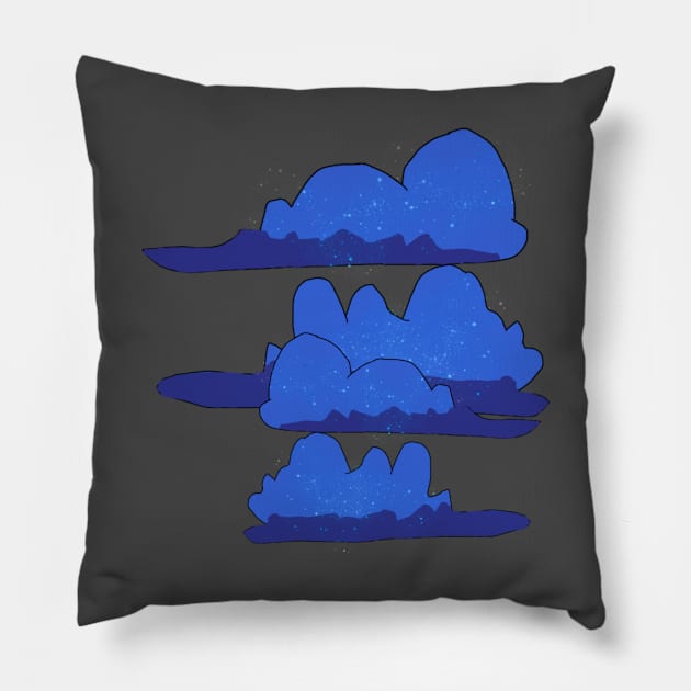 Blue Sparkly Fluffy Clouds Pillow by Usagicollection