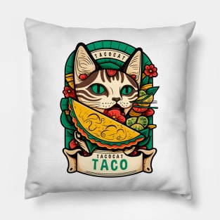 Tacocat Cinco De Mayo Funny Floral Cat Lover Mexican Fiesta Pillow