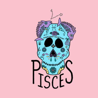 Pisces Zodiac Dia De Los Muertos Style T-Shirt