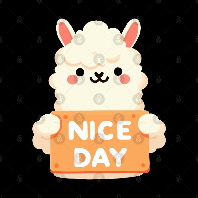 Cute Alpaca's Greeting. Alpaca says "NICE DAY" T-Shirt by T-Shirt Paradise