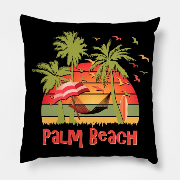 Palm Beach Pillow by Nerd_art