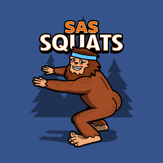 Bigfoot Sasquatch Funny Big Booty Butt Workout Squats Gym Cartoon by Originals By Boggs