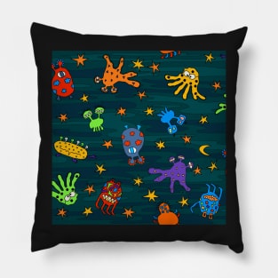 cute space monsters two Pillow