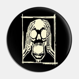 Screaming Skull Ink Art Tattoo Retro Yellow Pin