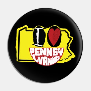 I Love Pennsylvania Smiling Happy Face Pin