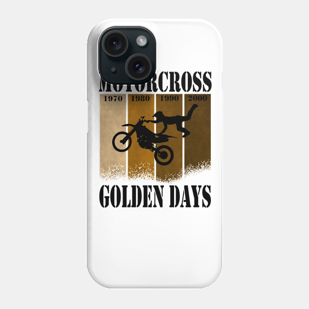 Motorcross Golden Days t shirt motor cross dirt bike retro race T-Shirt white Phone Case by Jakavonis