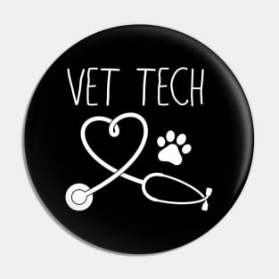 Vet Tech Love Animal Love Care Paw Print Pin