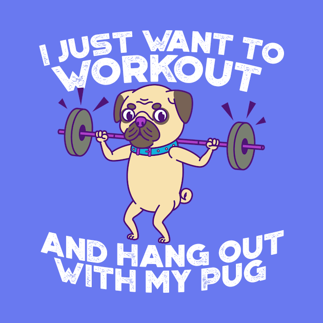 Pug lifting weights by Doggo Gym