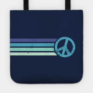 RETRO PEACE STRIPES - Vintage Blue Tote