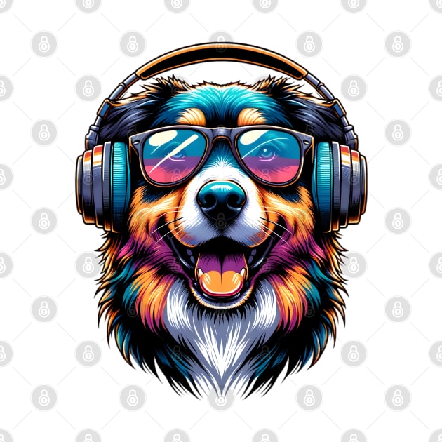 Mountain Cur as Smiling DJ with Headphones and Sunglasses by ArtRUs