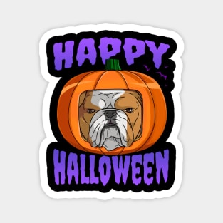 English Bulldog Pumpkin Head Happy Halloween Magnet