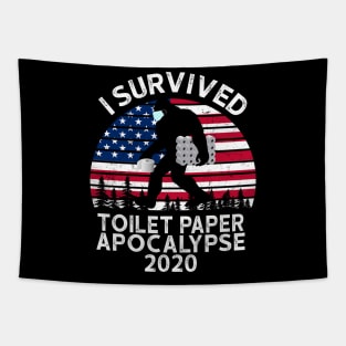 I Survived Toilet Paper Apocalypse 2020 Us Flag Tapestry