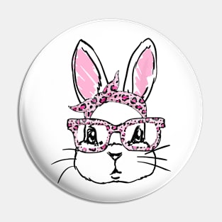 Cute Bunny Face Leopard Glasses Headband Happy Easter Day Pin