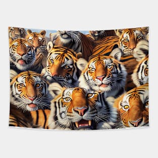 Tiger Cat Wild Nature Funny Happy Humor Photo Selfie Tapestry