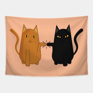 Black Cat And Orange Cat Relationship Tapestry