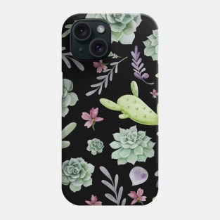 Cactus and Wreath Watercolor Pattern 3 Phone Case