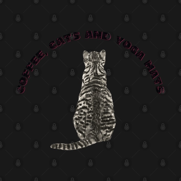 Coffee cats and yoga mats funny yoga and cat drawing by Red Yoga