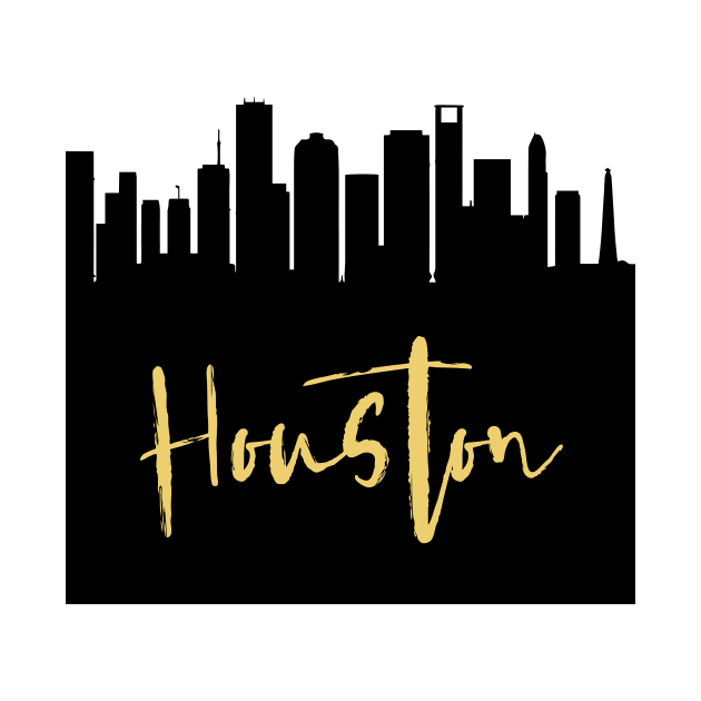 HOUSTON TEXAS DESIGNER SILHOUETTE SKYLINE ART by deificusArt