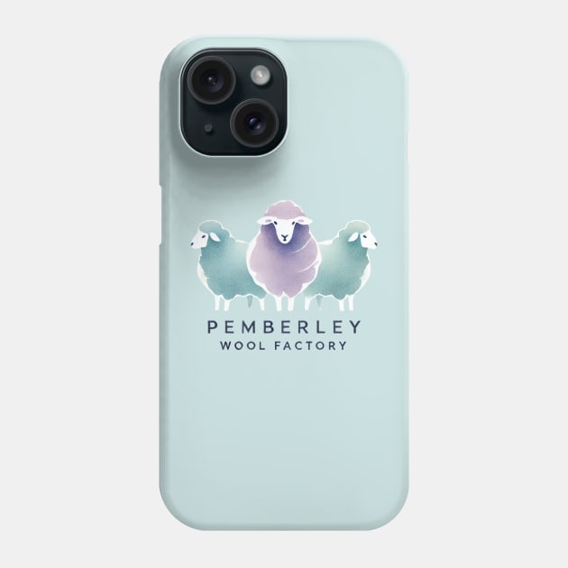 Pemberley Wool Factory Watercolor Logo Phone Case by GK Creations